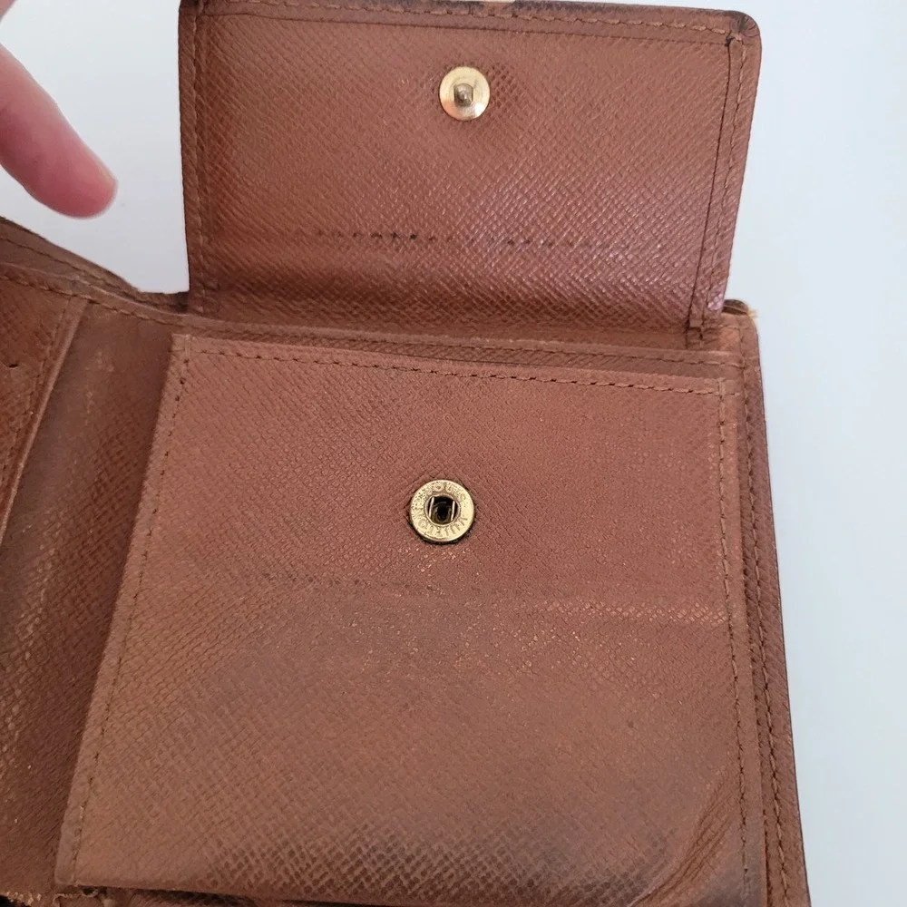 Louis Vuitton Monogram Bifold Wallet Brown Canvas Coin Pocket Made in Spain